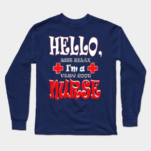 Hello Happy Funny Nurse Long Sleeve T-Shirt